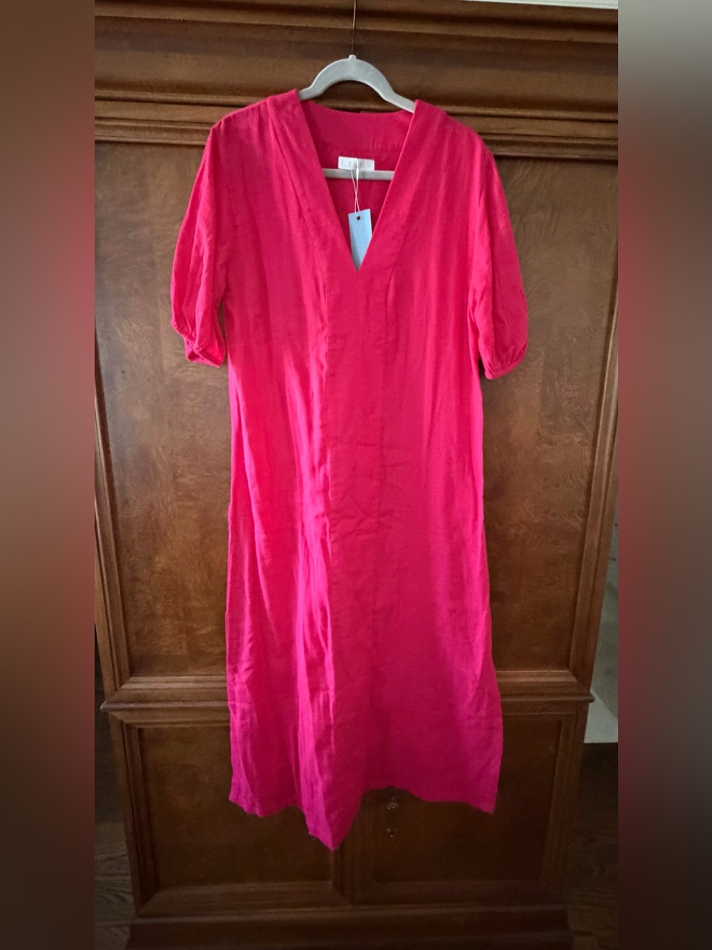 Women's V-Neck Relaxed Sleep Dress in Bright Pink